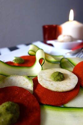 Carpaccio de légumes et son pesto de champignons