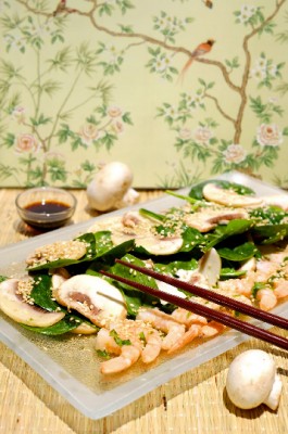 Salade de champignons aux crevettes