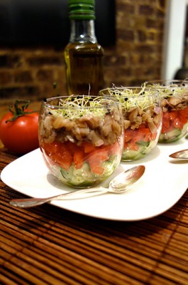 Verrine tricolore de champignons